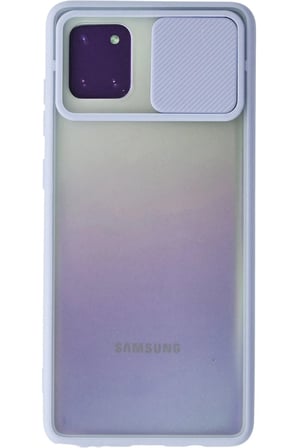 Samsung Uyumlu Galaxy A81 / Note 10 Lite Kılıf Palm Buzlu Kamera Sürgülü Silikon - Lila-(5796)