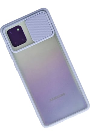 Samsung Uyumlu Galaxy A81 / Note 10 Lite Kılıf Palm Buzlu Kamera Sürgülü Silikon - Lila-(5796)