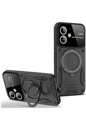 Samsung Galaxy A06 Kılıf Joy Lens Standlı Kapak - Siyah-(5796)