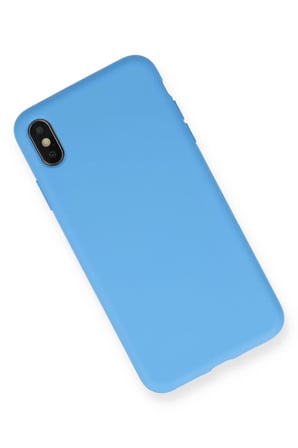 iPhone XS Max Kılıf Nano içi Kadife Silikon - Mavi-(5796)