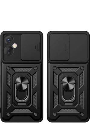İnfinix Hot 40 Pro Kılıf Pars Lens Yüzüklü Silikon - Siyah-(5796)