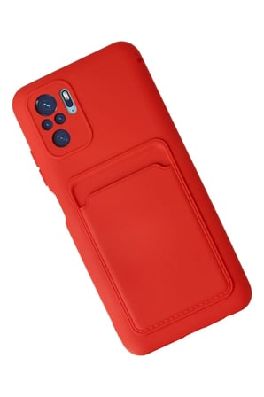 Xiaomi Redmi Note 10S Kılıf Kelvin Kartvizitli Silikon - Kırmızı-(5796)