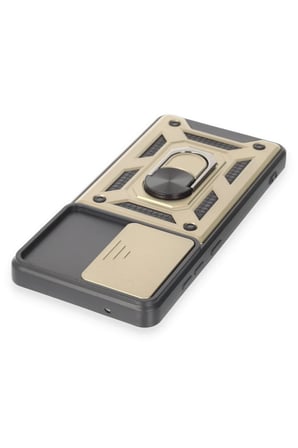Samsung Uyumlu Galaxy S20 FE Kılıf Pars Lens Yüzüklü Silikon - Gold-(5796)