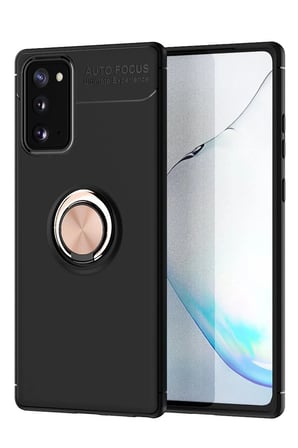 Samsung Uyumlu Galaxy Note 20 Kılıf Range Yüzüklü Silikon - Siyah-Gold-(5796)