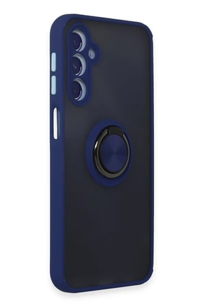 Samsung Uyumlu Galaxy M34 5G Kılıf Montreal Yüzüklü Silikon Kapak - Lacivert-(5796)
