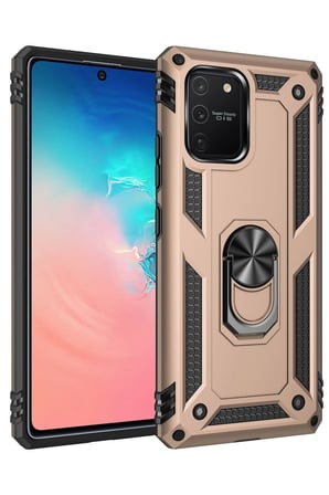 CPT83 Samsung Galaxy A91 / S10 Lite Kılıf Sofya Yüzüklü Silikon Kapak - Gold