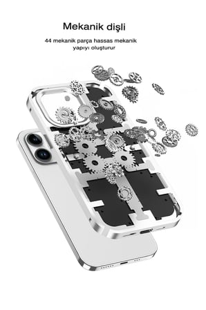 iPhone 13 Pro Max Kılıf Mekanik Bumper Kapak - Gold