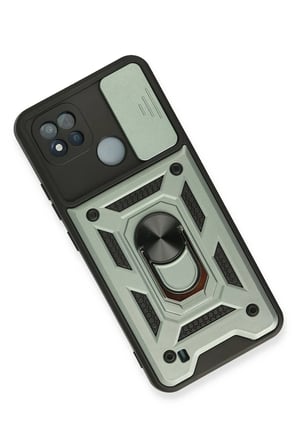 Realme C11 2021 Kılıf Pars Lens Yüzüklü Silikon - Yeşil-(5796)