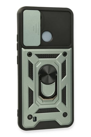 Realme C11 2021 Kılıf Pars Lens Yüzüklü Silikon - Yeşil-(5796)