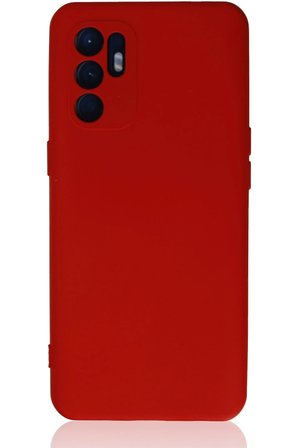 Oppo Reno 6 Kılıf Nano içi Kadife Silikon - Kırmızı-(5796)
