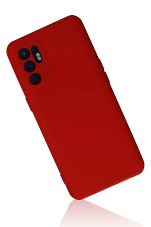 Oppo Reno 6 Kılıf Nano içi Kadife Silikon - Kırmızı-(5796)