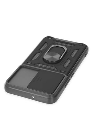 Samsung Galaxy S22 Kılıf Pars Lens Yüzüklü Silikon - Siyah-(5796)