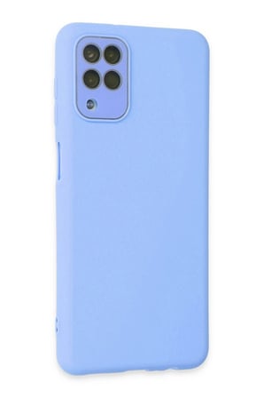 Samsung Uyumlu Galaxy A22 Kılıf Lansman Glass Kapak - Mavi-(5796)