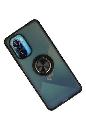 Xiaomi Redmi K40 Kılıf Montreal Yüzüklü Silikon Kapak - Siyah