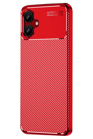 Samsung Galaxy A06 Kılıf Auto Focus Karbon Kapak - Kırmızı-(5796)