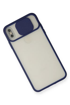 iPhone XS Max Kılıf Palm Buzlu Kamera Sürgülü Silikon - Lacivert