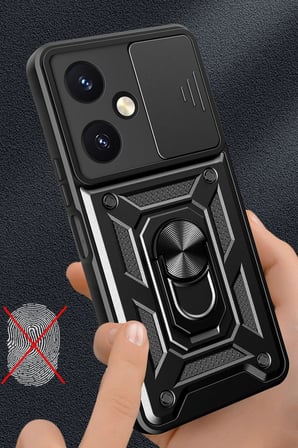 Vivo Y27 Kılıf Pars Lens Yüzüklü Silikon - Siyah-(5796)