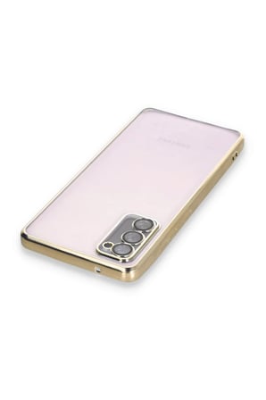 Samsung Galaxy S20 FE Kılıf Lensli Silikon - Gold-(5796)