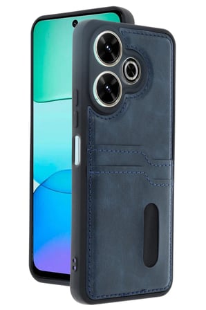 Xiaomi Redmi 13 4G Kılıf Sara Kartvizitli Deri Kılıf - Lacivert-(5796)