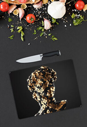 Heykel Desen Cam Kesme Tablası | Hediyelik, Dekoratif, Ofis, Mutfak 