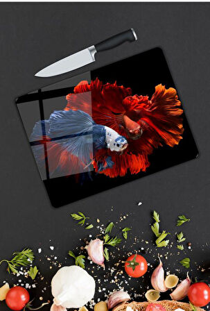 Renkli Desen Cam Kesme Tablası | Hediyelik, Dekoratif, Ofis, Mutfak 