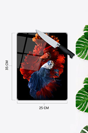 Renkli Desen Cam Kesme Tablası | Hediyelik, Dekoratif, Ofis, Mutfak 