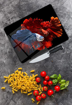 Renkli Desen Cam Kesme Tablası | Hediyelik, Dekoratif, Ofis, Mutfak 