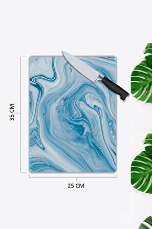 Mermer Desen Cam Kesme Tablası | Hediyelik, Dekoratif, Ofis, Mutfak 