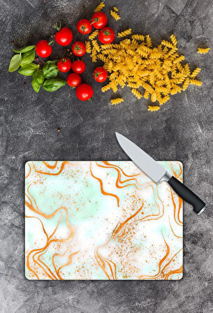 Mermer Desen Cam Kesme Tablası | Hediyelik, Dekoratif, Ofis, Mutfak 