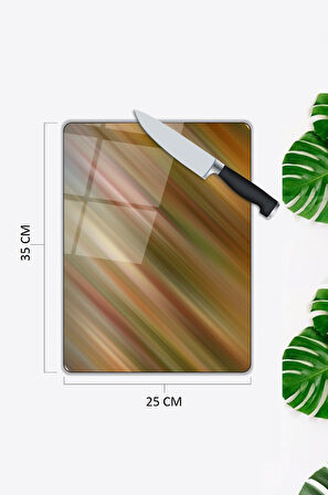 Kahve Alacalı Cam Kesme Tablası | Hediyelik, Dekoratif, Ofis, Mutfak 