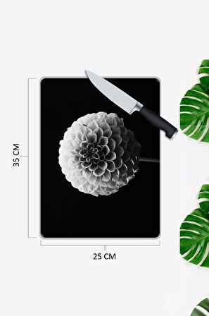 Minimal Desen Cam Kesme Tablası | Hediyelik, Dekoratif, Ofis, Mutfak 
