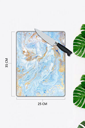 Minimal Desen Cam Kesme Tablası | Hediyelik, Dekoratif, Ofis, Mutfak 