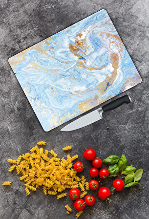 Minimal Desen Cam Kesme Tablası | Hediyelik, Dekoratif, Ofis, Mutfak 