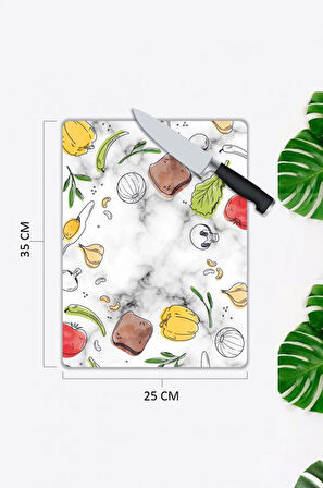 Renkli Çizim Desen Cam Kesme Tablası | Hediyelik, Dekoratif, Ofis, Mutfak 