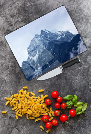 Dağ Desen Cam Kesme Tablası | Hediyelik, Dekoratif, Ofis, Mutfak 