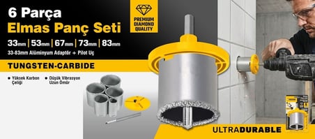 SGS2175 -Elmas Panç Set Tungsten Karbür 6 Parça - Fayans - Beton - Tuğla Delici