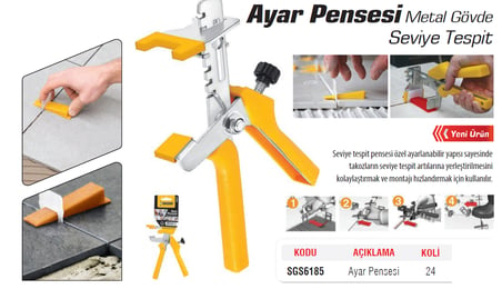 SGS 6185 Metal Ayar Seviye Tespit Pensesi - Fayans Döşeme için