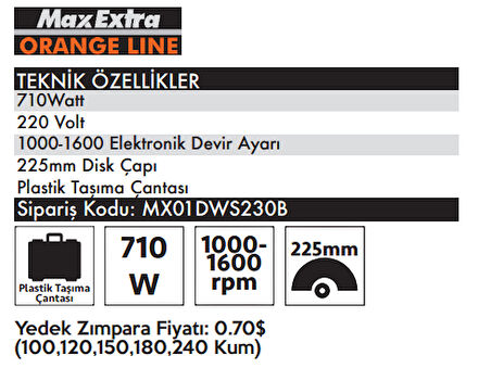 MAX EXTRA DWS230 - Alçıpan Duvar Zımparalama Makinesi 710 Watt