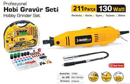 SGS 5260 Hobi Gravür Seti 211 Parça 130 Watt