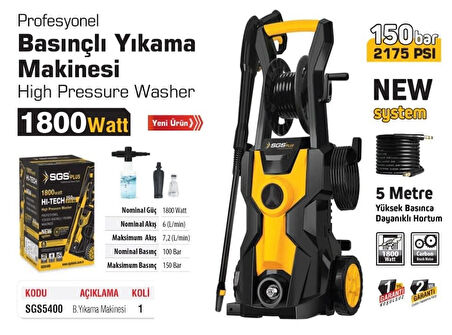 SGS5400 Elektrikli 150 BAR Basınçlı Yıkama Makinesi 1800 WATT