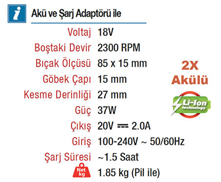 VIDO 18 Volt Akülü Mini Daire Testere Makinesi (WD041220180)