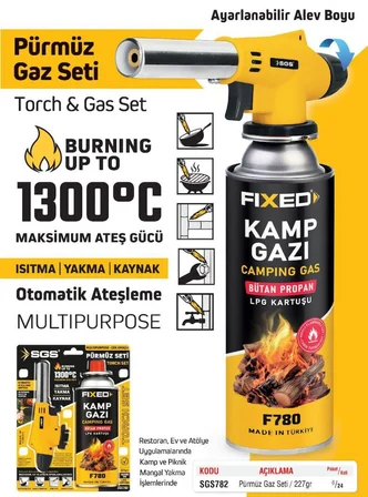SGS782 Kamp Gazı Ocağı Çakmaklı Mangal Kamp Pürmüz Ateş Yakma Seti