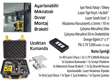 SGS5429 Lazer Hizalama Distomat Şakül 16 Yeşil Çizgi