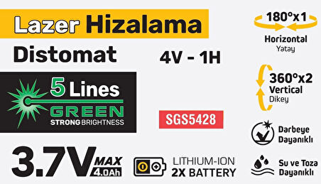 SGS5428 Lazer Hizalama Distomat Şakül 5 Yeşil Çizgi