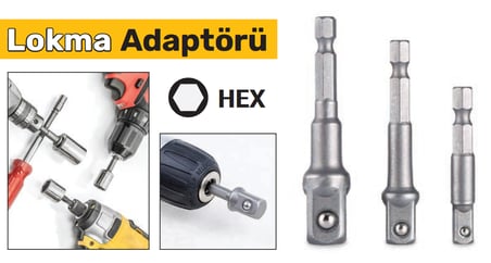 SGS1834 HEX Lokma Adaptörü 3/8 - 65mm