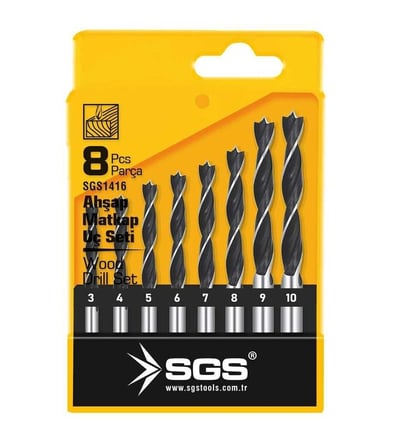SGS1416 Ahşap Ağaç Mdf Matkap Uç Seti 8 Parça