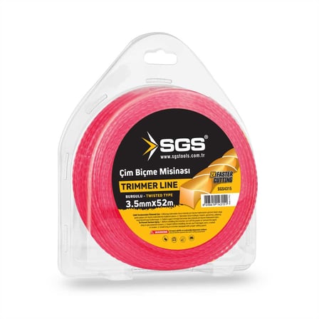 SGS4315 Çim Tırpan Ot Biçme Misinası Burgulu Pembe 3.5mm - 52 Metre