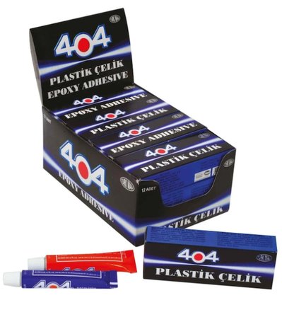 404 Plastik Çelik NO:1 Şeffaf Yapıştırıcı 16 Gram Çift Karışımlı - 12 ADET