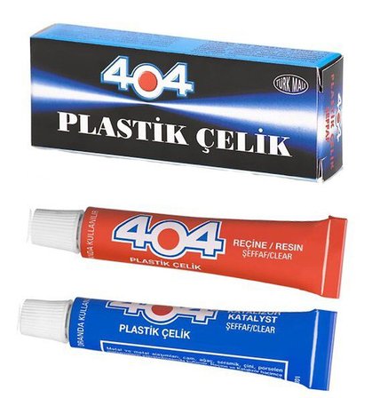 404 Plastik Çelik NO:1 Şeffaf Yapıştırıcı 16 Gram Çift Karışımlı - 12 ADET