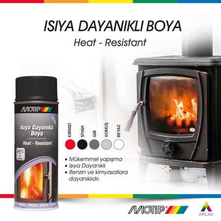 Motip Antrasit Gri 500° Derece Isıya Dayanıklı Yanmaz Sprey Boya 400 ML